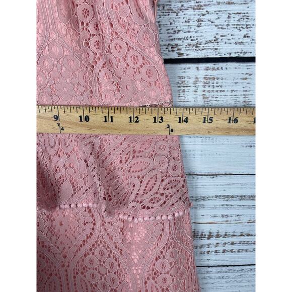 Foxiedox Pink Lace Dress Small High Neck Retro Pinup Boho Fairy Whimsical Formal - Picture 12 of 15